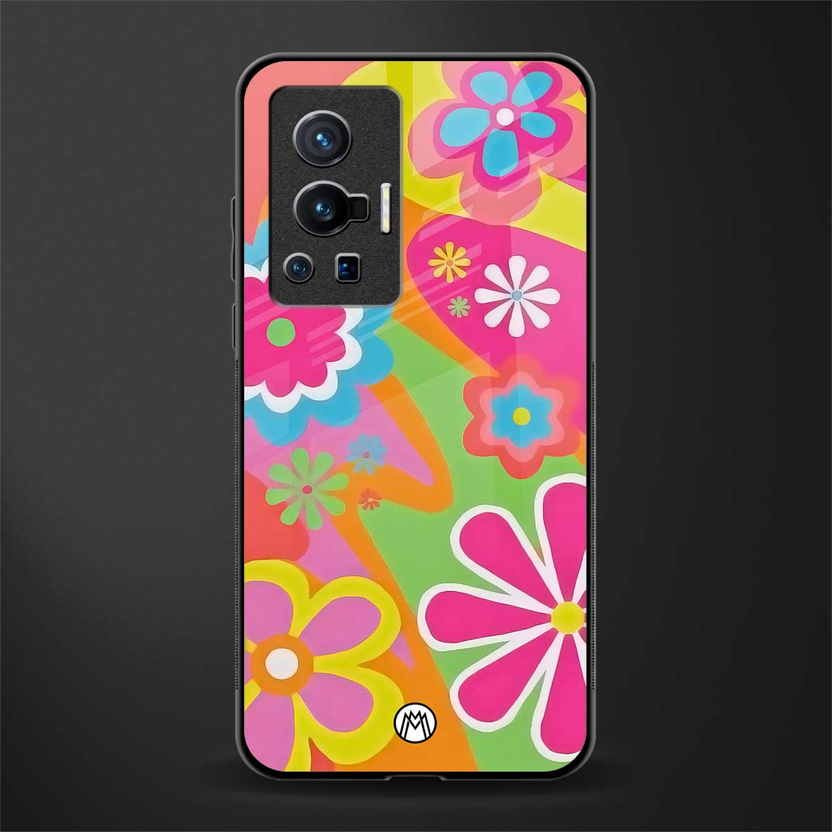 nostalgic wildflower y2k glass case for vivo x70 pro image