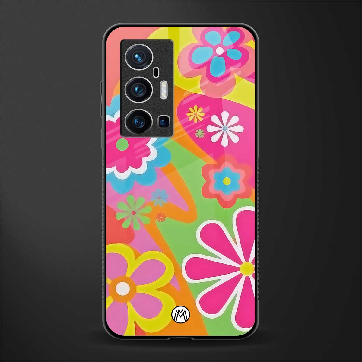 nostalgic wildflower y2k glass case for vivo x70 pro plus image