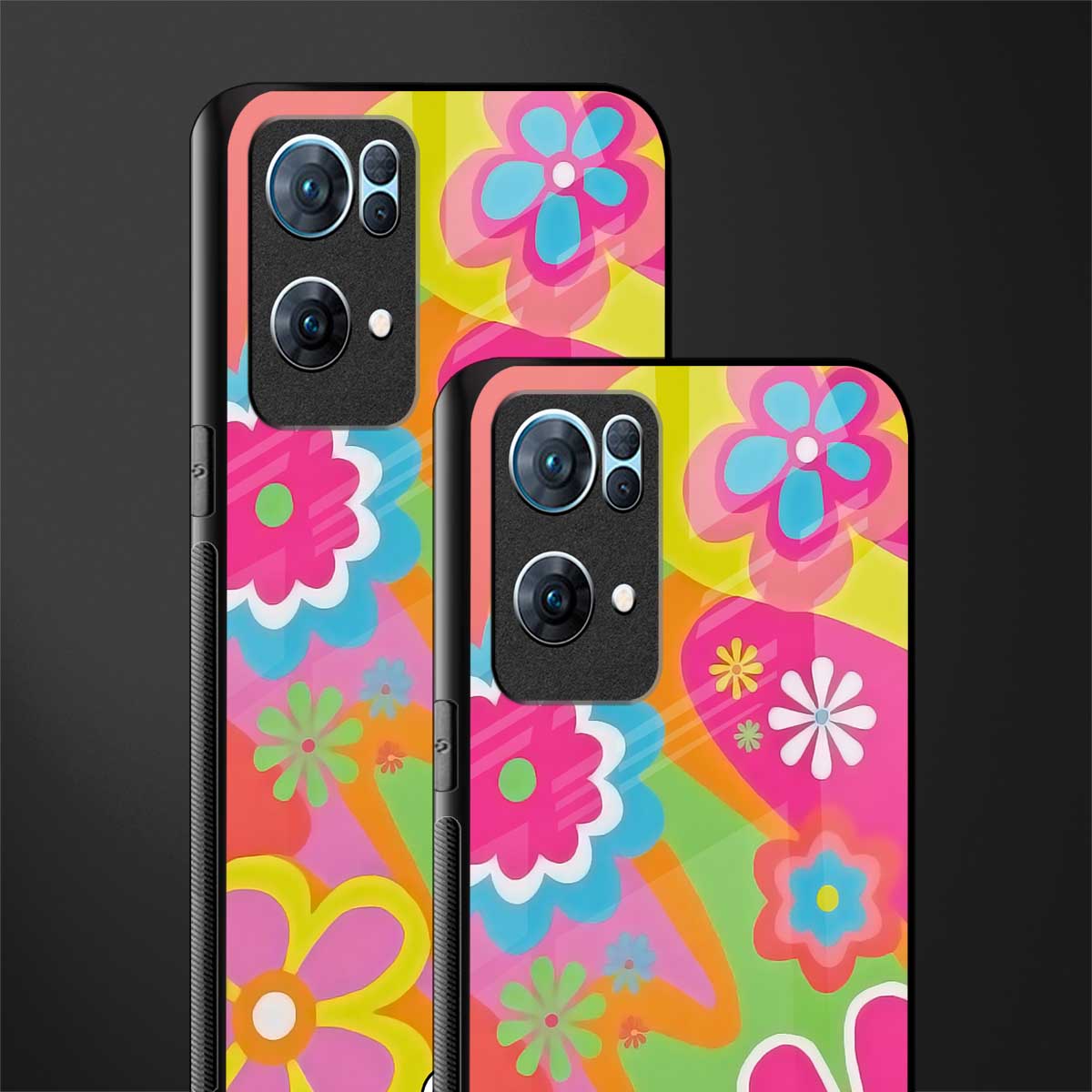 nostalgic wildflower y2k glass case for oppo reno7 pro 5g image-2