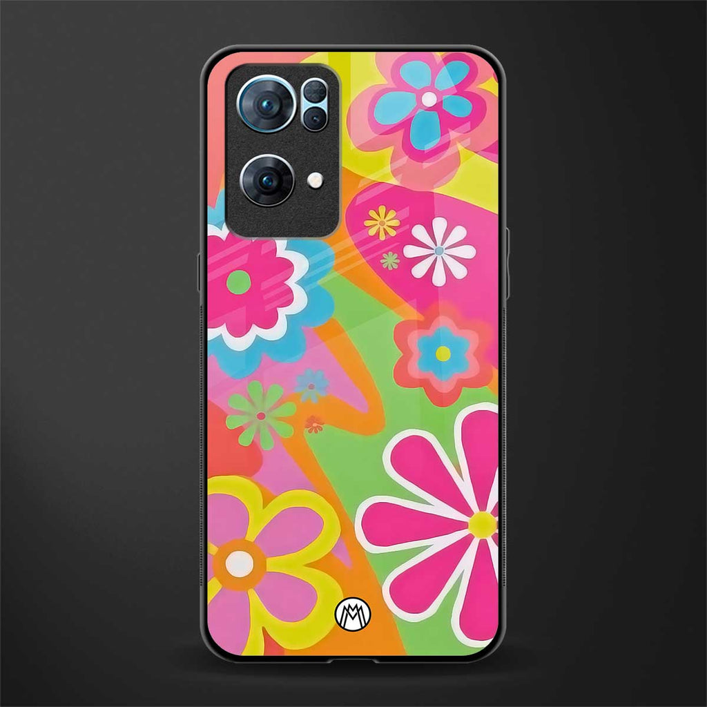 nostalgic wildflower y2k glass case for oppo reno7 pro 5g image