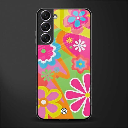 nostalgic wildflower y2k glass case for samsung galaxy s21 plus image
