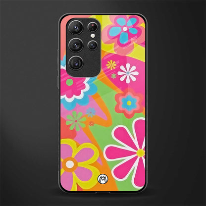 nostalgic wildflower y2k glass case for samsung galaxy s21 ultra image