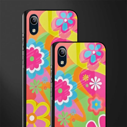 nostalgic wildflower y2k glass case for vivo y1s without fingerprint image-2