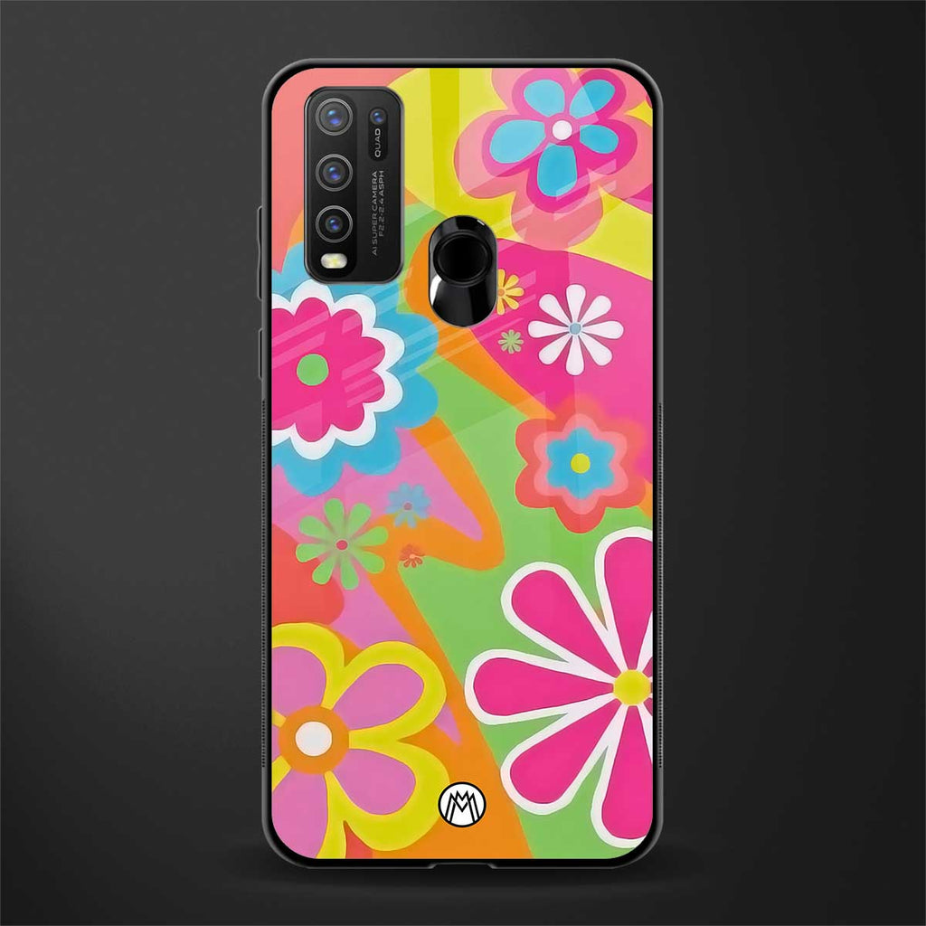 nostalgic wildflower y2k glass case for vivo y50 image