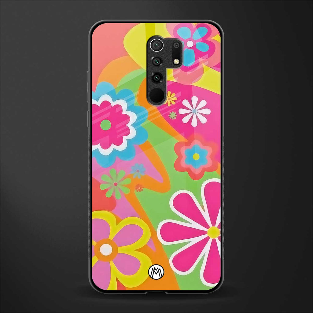 nostalgic wildflower y2k glass case for redmi 9 prime image