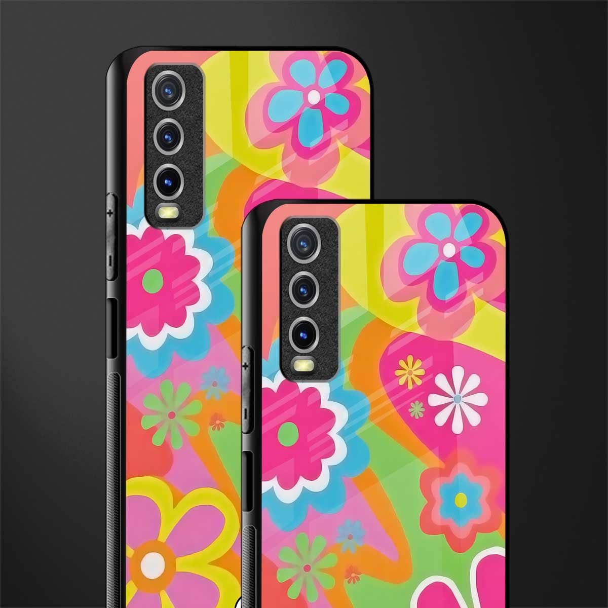 nostalgic wildflower y2k glass case for vivo y20i vivo y20t image-2