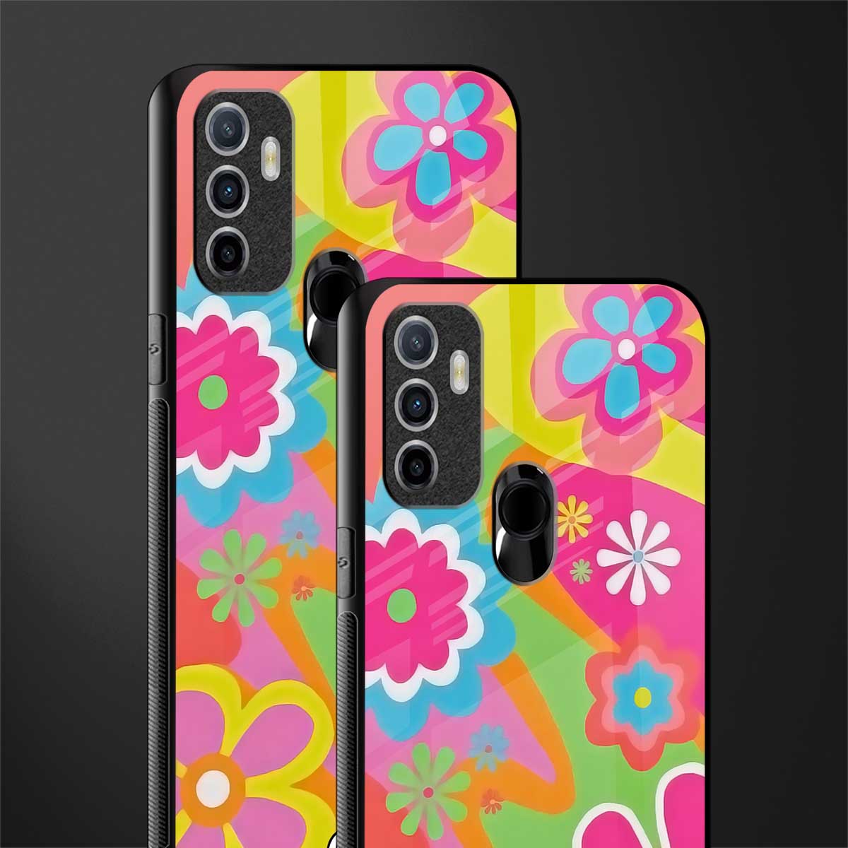 nostalgic wildflower y2k glass case for oppo a53 image-2