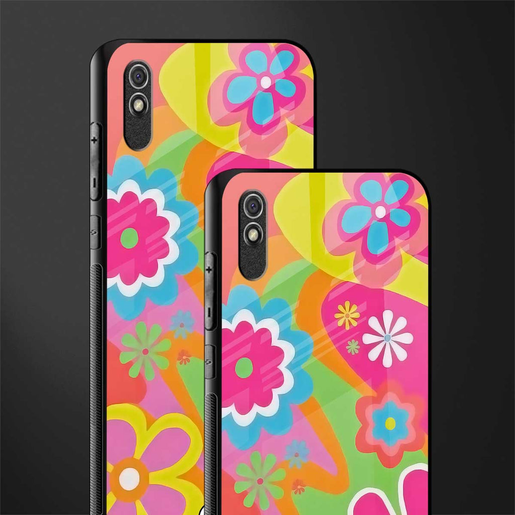 nostalgic wildflower y2k glass case for redmi 9i image-2