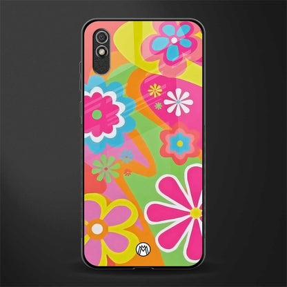 nostalgic wildflower y2k glass case for redmi 9a image