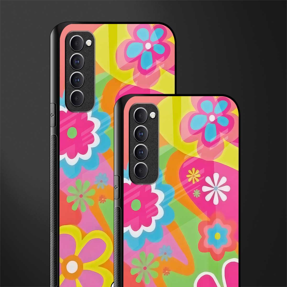 nostalgic wildflower y2k glass case for oppo reno 4 pro image-2