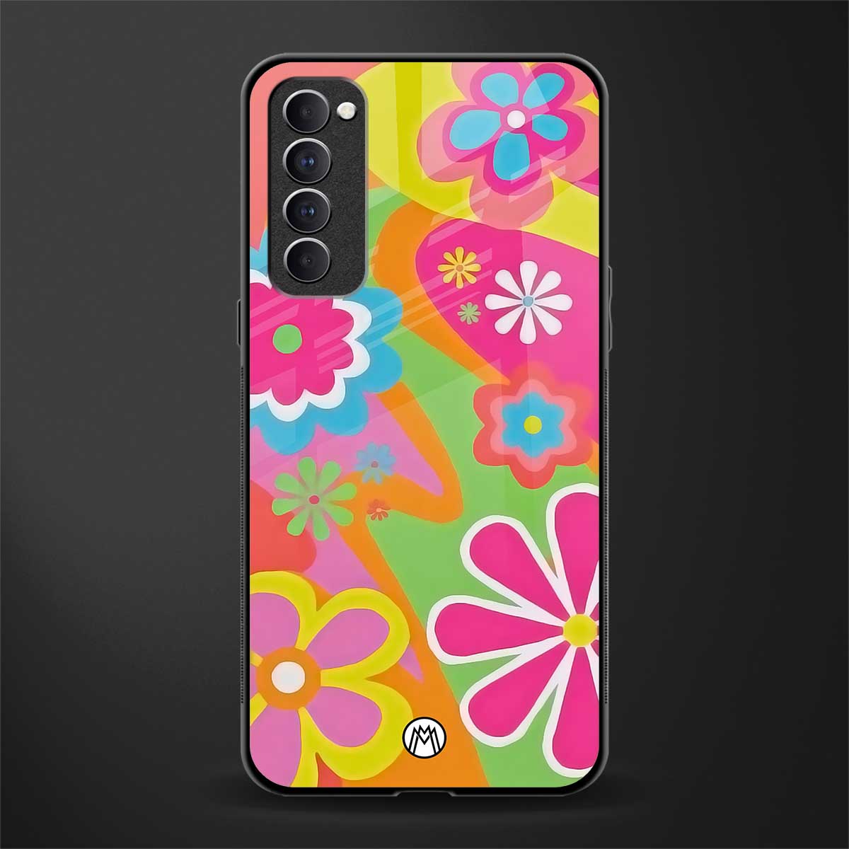 nostalgic wildflower y2k glass case for oppo reno 4 pro image