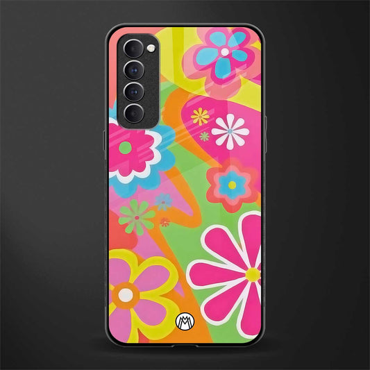 nostalgic wildflower y2k glass case for oppo reno 4 pro image