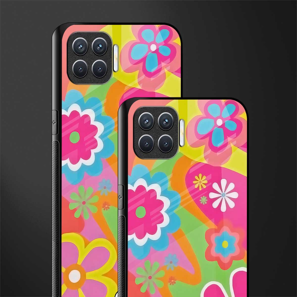nostalgic wildflower y2k glass case for oppo f17 pro image-2