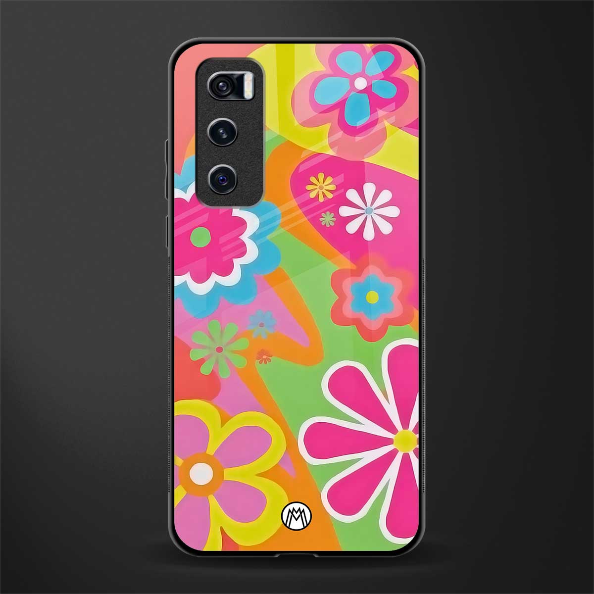 nostalgic wildflower y2k glass case for vivo v20 se image