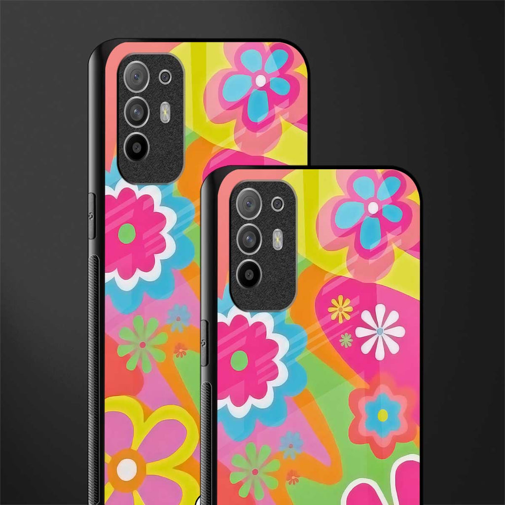 nostalgic wildflower y2k glass case for oppo f19 pro plus image-2
