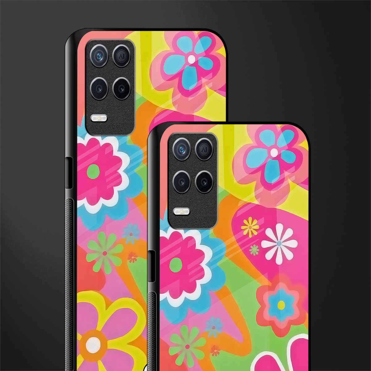 nostalgic wildflower y2k glass case for realme 8 5g image-2