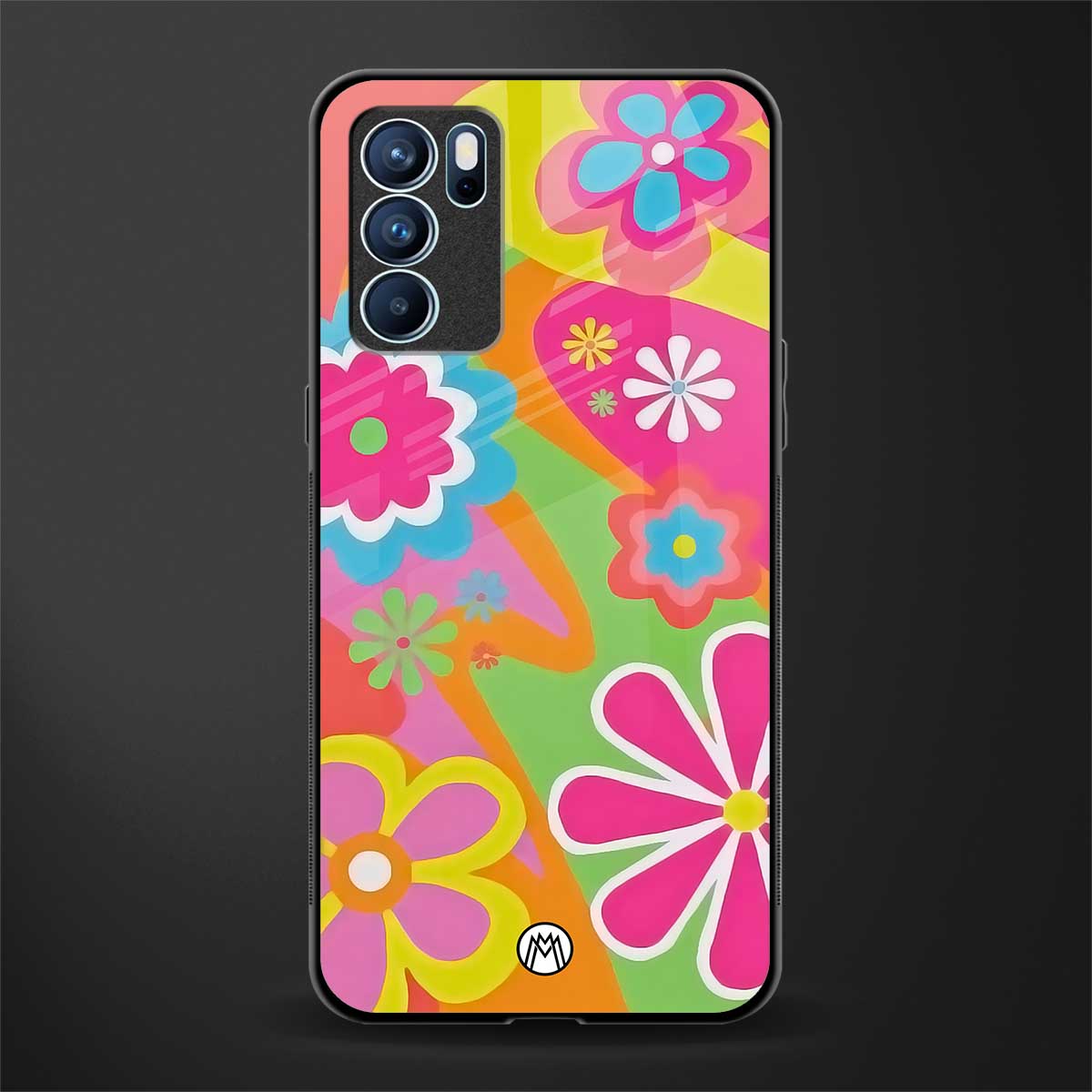 nostalgic wildflower y2k glass case for oppo reno6 pro 5g image