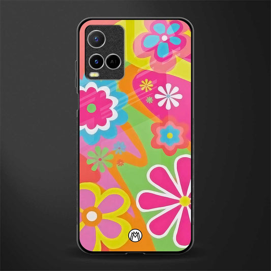 nostalgic wildflower y2k glass case for vivo y21a image