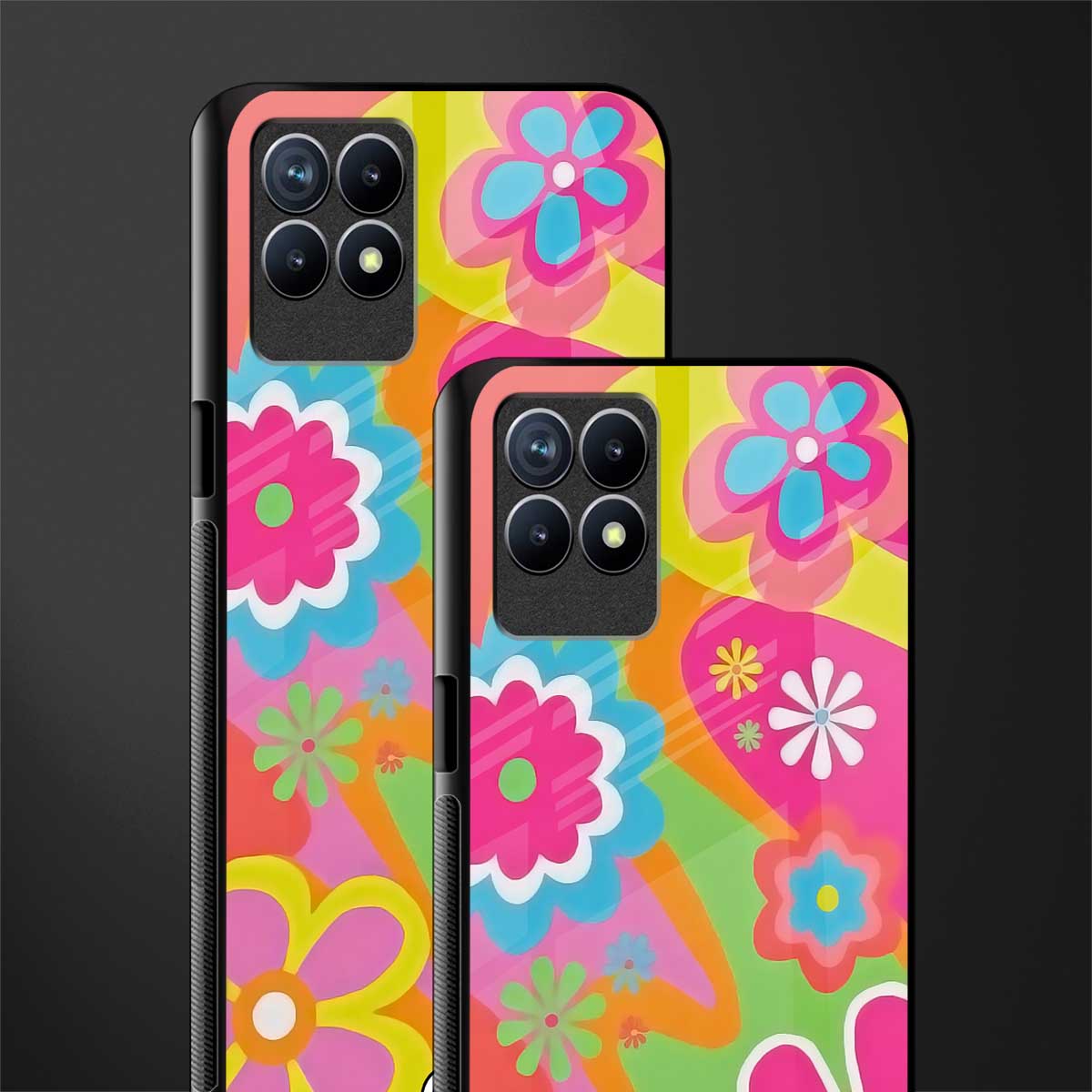 nostalgic wildflower y2k glass case for realme 8i image-2