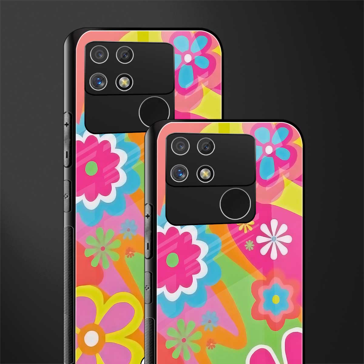 nostalgic wildflower y2k back phone cover | glass case for realme narzo 50a