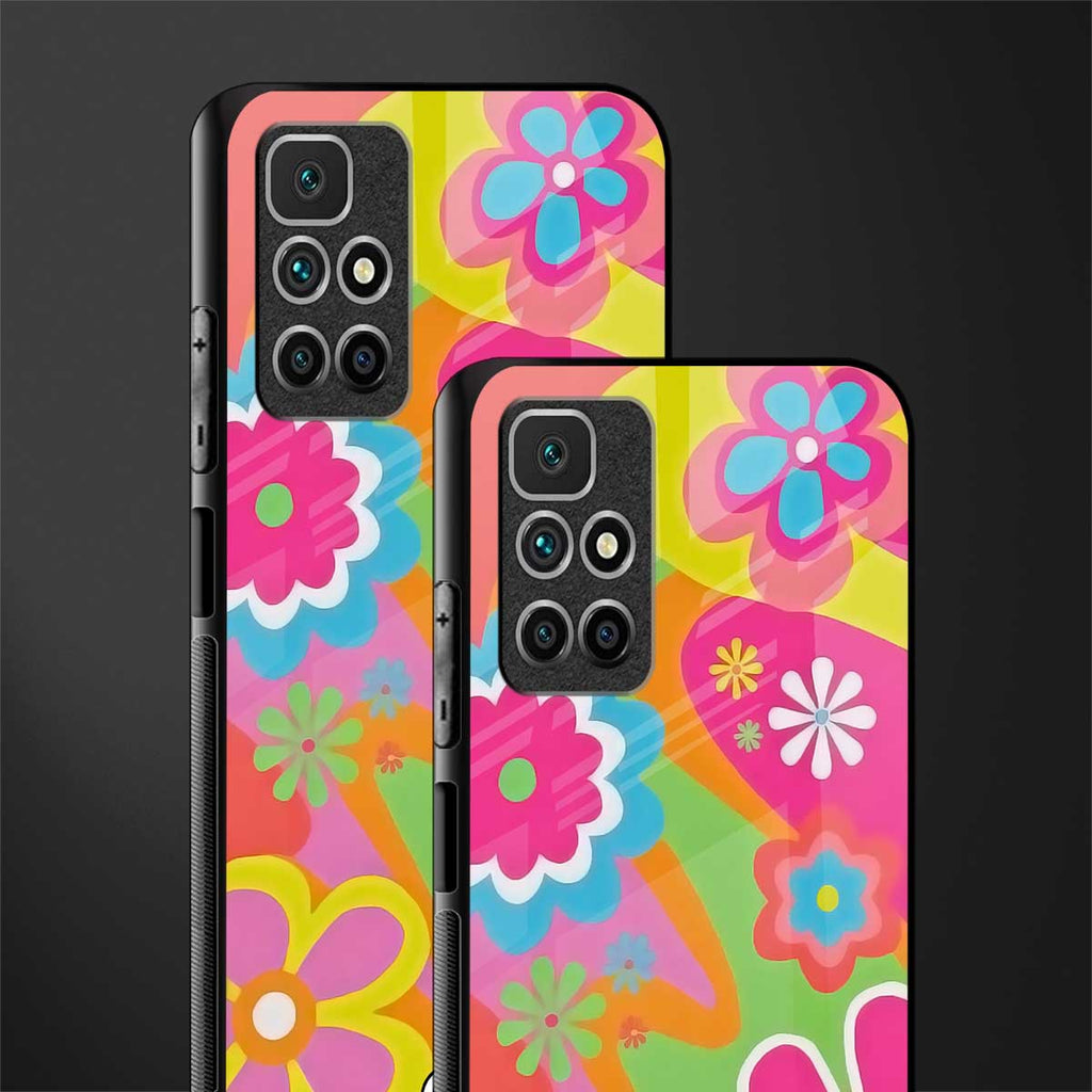 nostalgic wildflower y2k glass case for redmi 10 prime image-2