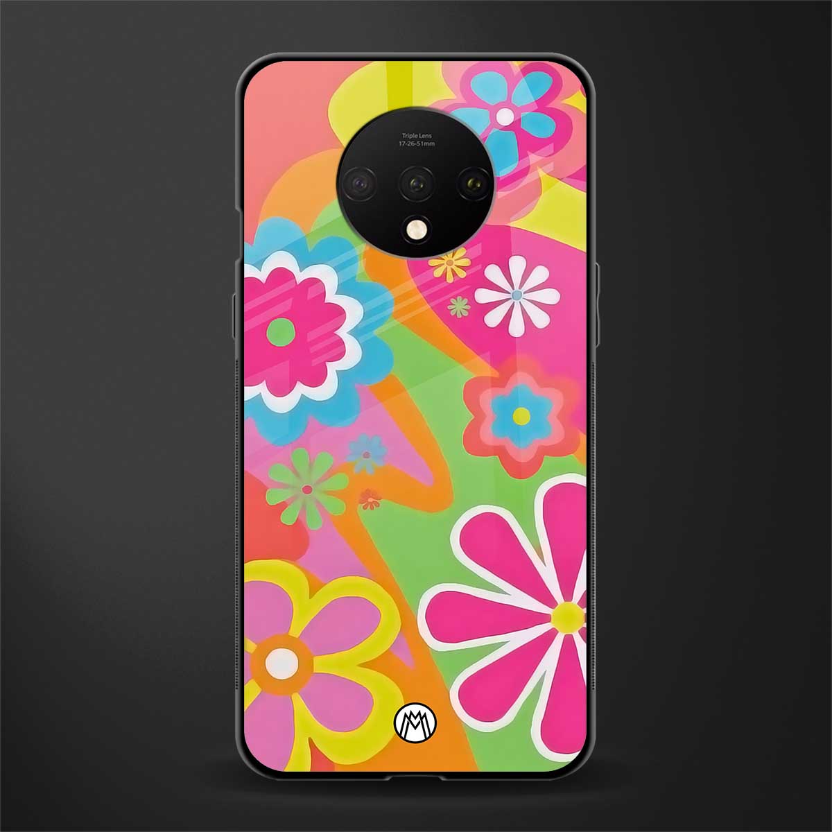 nostalgic wildflower y2k glass case for oneplus 7t image
