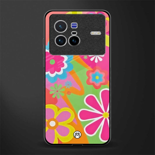 nostalgic wildflower y2k glass case for vivo x80 image