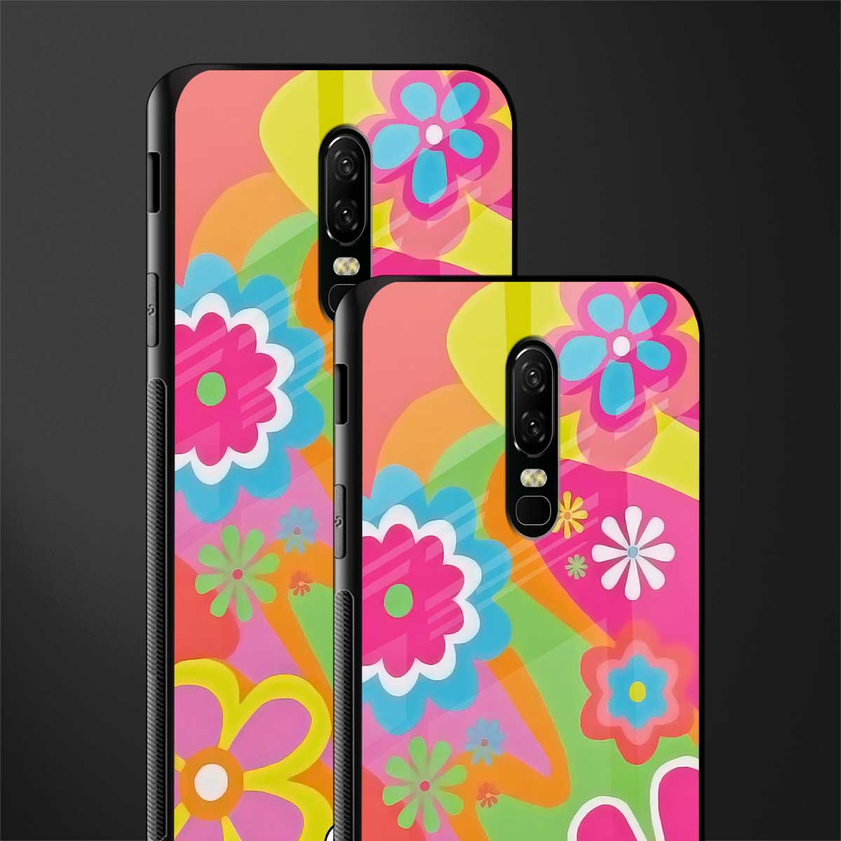 nostalgic wildflower y2k glass case for oneplus 6 image-2