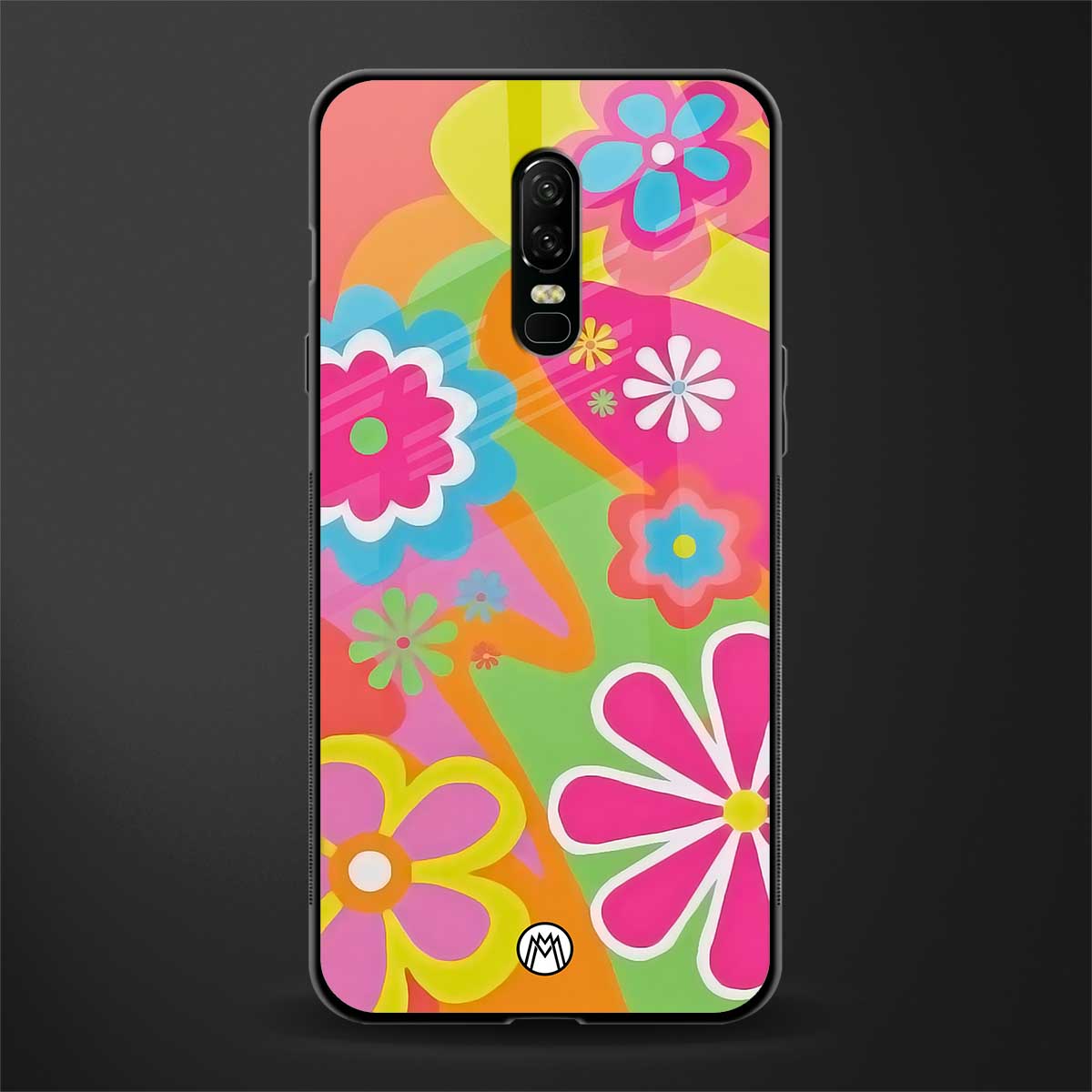 nostalgic wildflower y2k glass case for oneplus 6 image