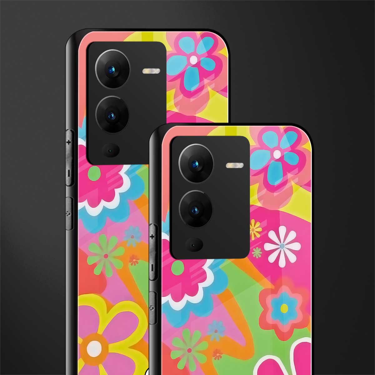 nostalgic wildflower y2k back phone cover | glass case for vivo v25 pro 5g