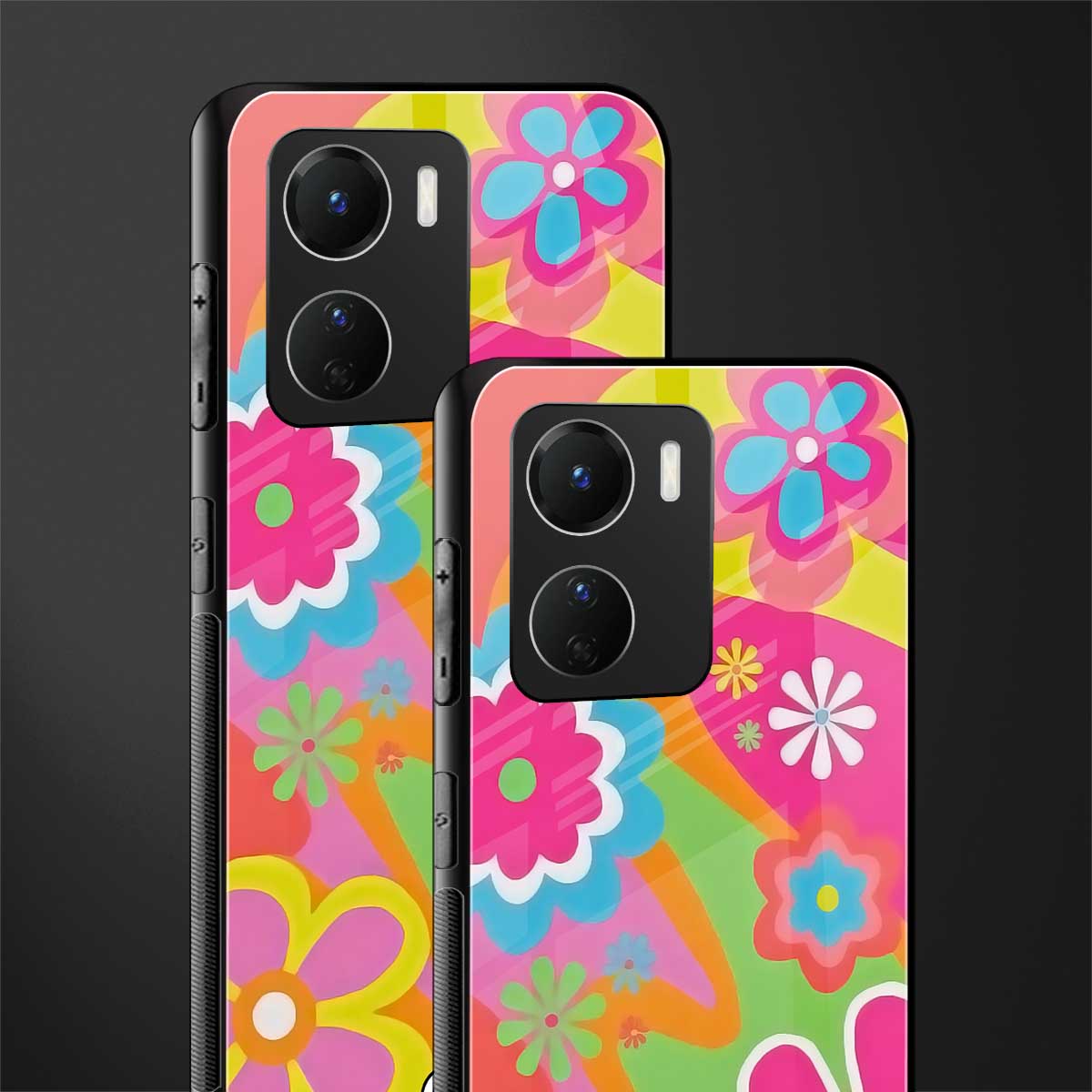 nostalgic wildflower y2k back phone cover | glass case for vivo y16