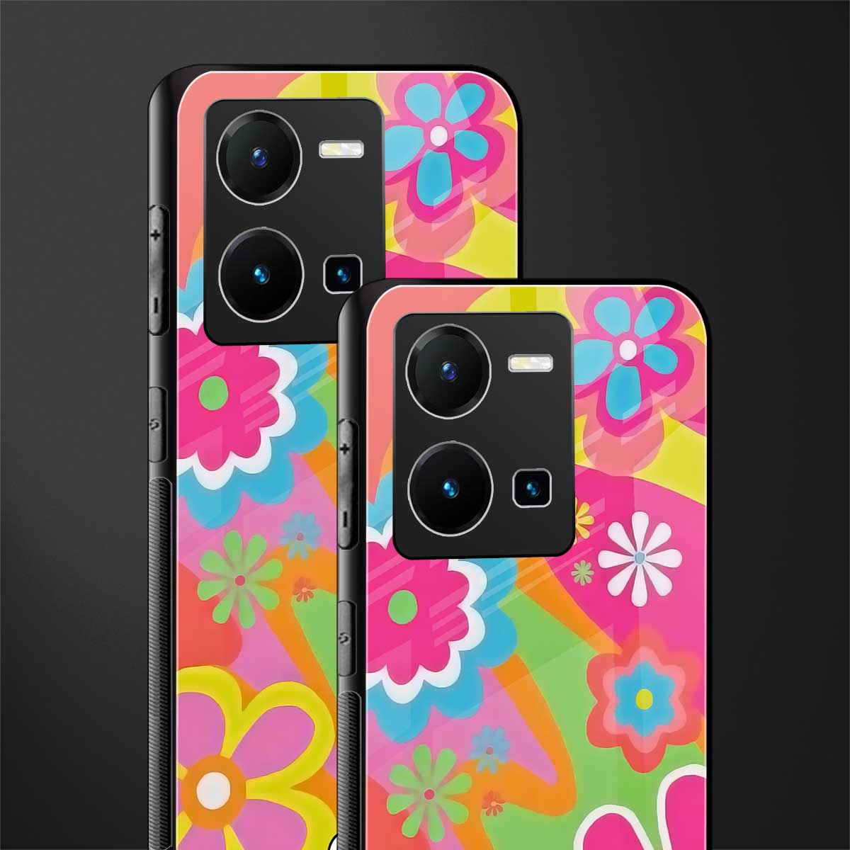 nostalgic wildflower y2k back phone cover | glass case for vivo y35 4g