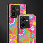 nostalgic wildflower y2k back phone cover | glass case for vivo y22