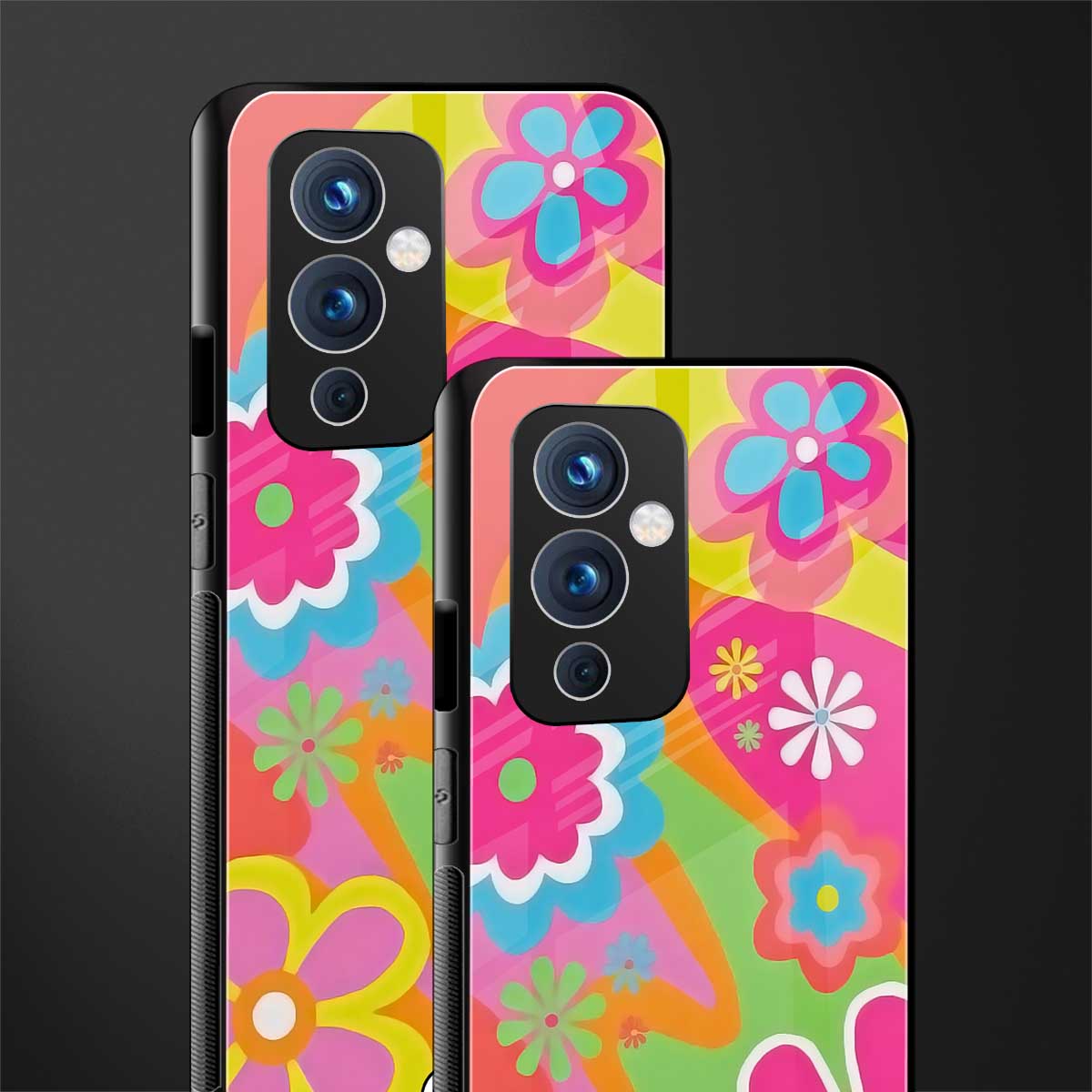 nostalgic wildflower y2k back phone cover | glass case for oneplus 9
