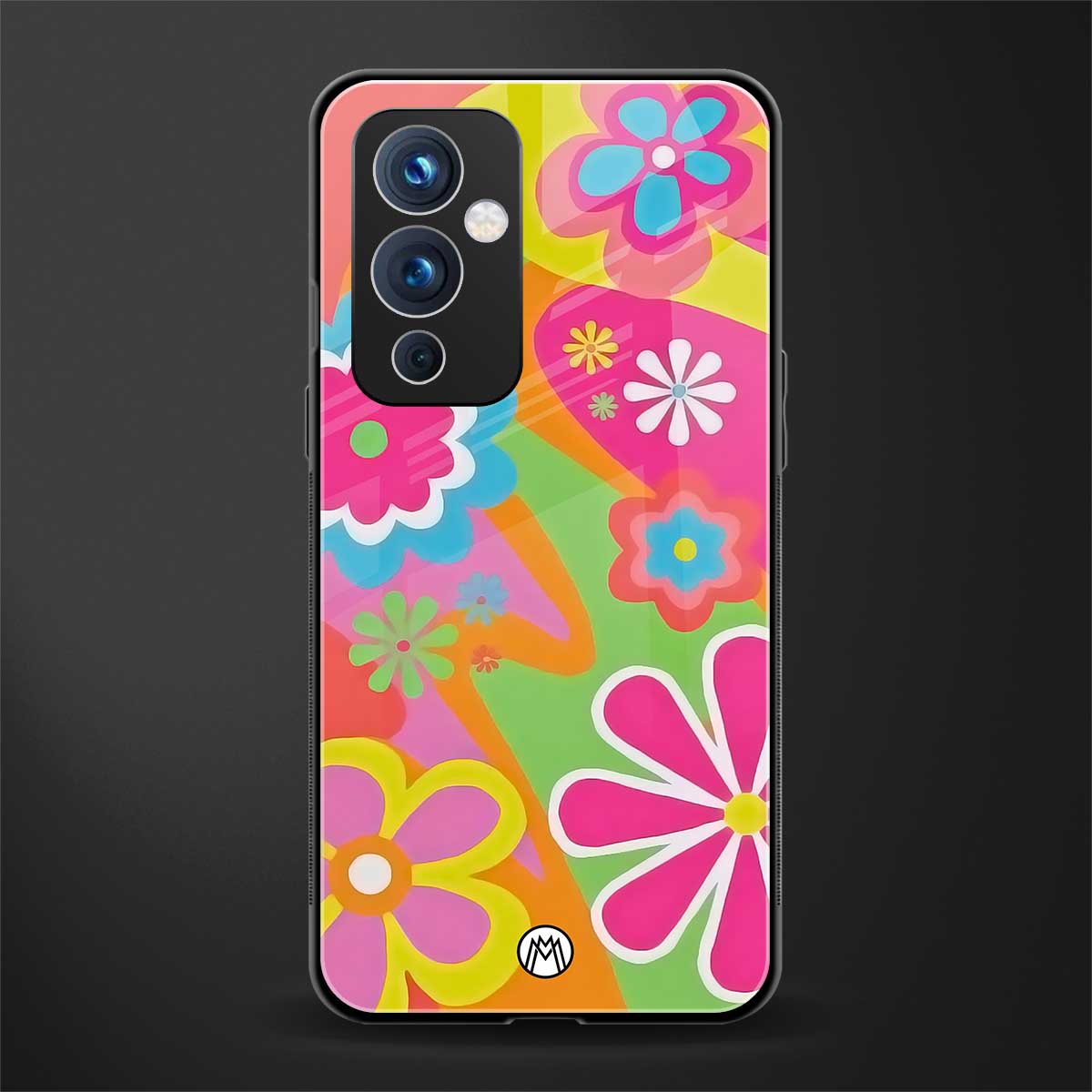 nostalgic wildflower y2k back phone cover | glass case for oneplus 9