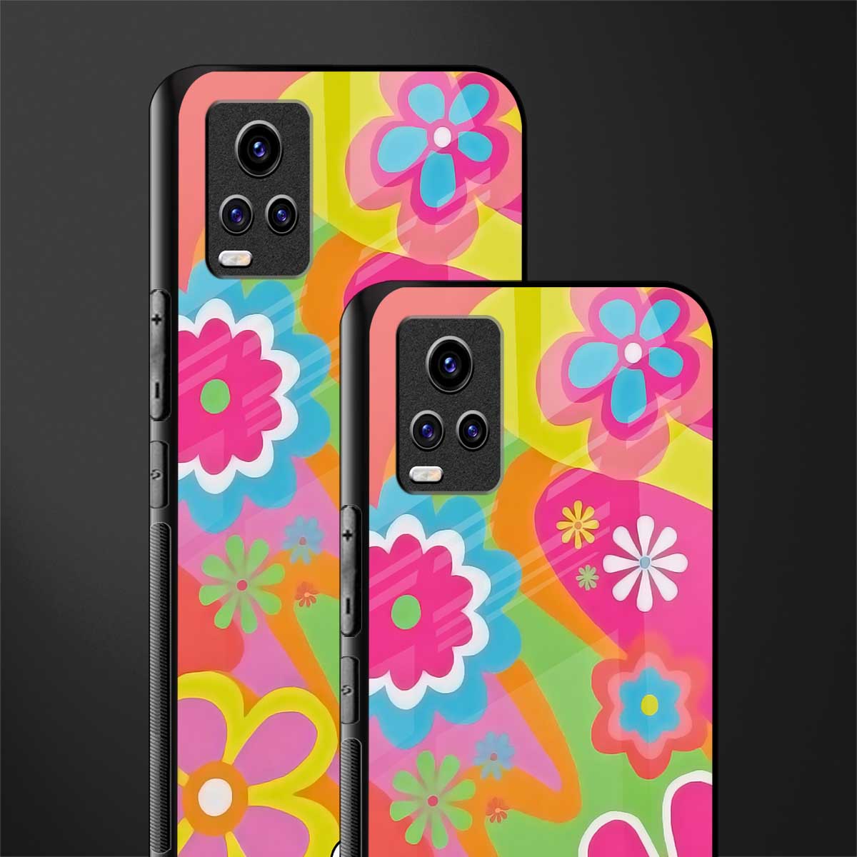 nostalgic wildflower y2k back phone cover | glass case for vivo v21e 4g