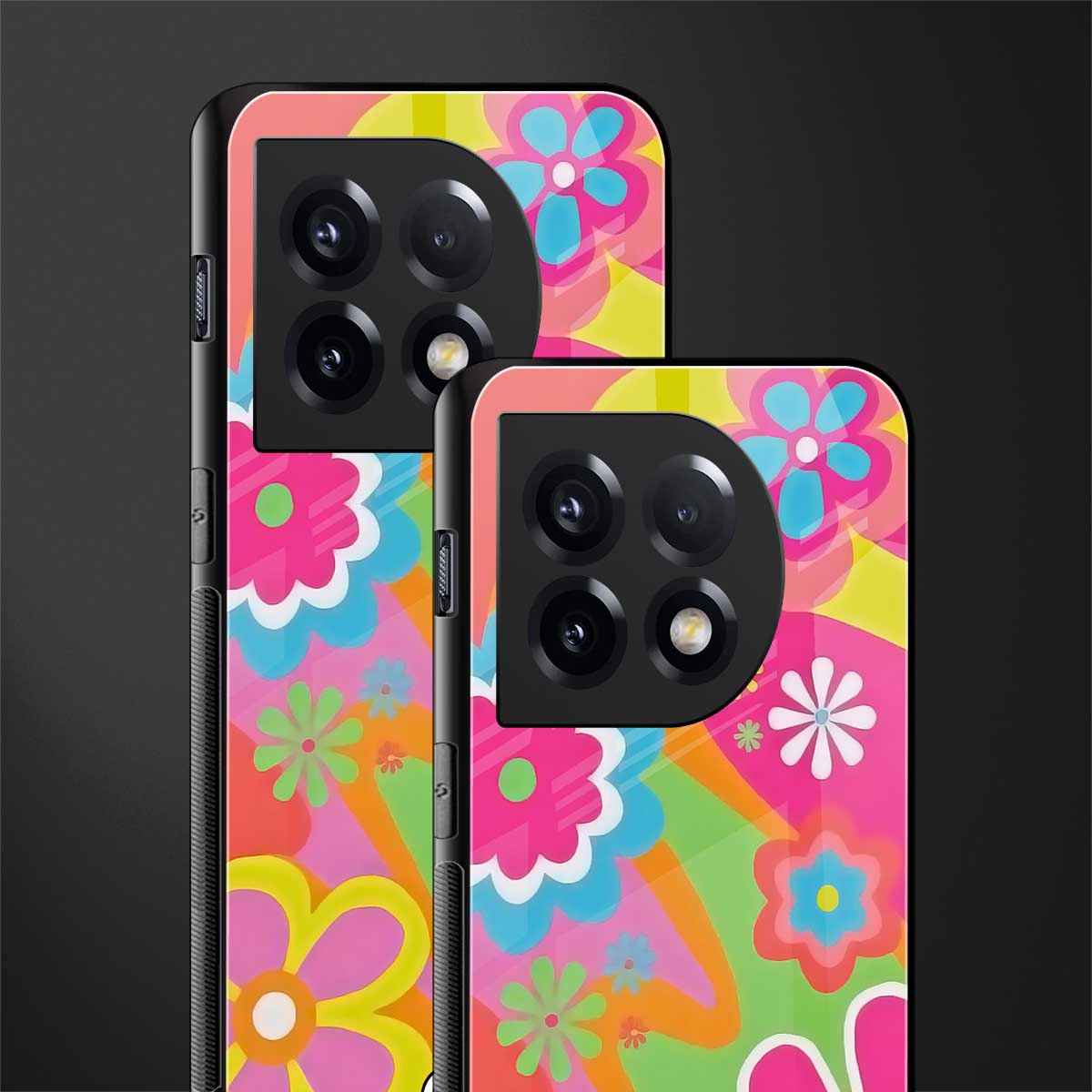 nostalgic wildflower y2k back phone cover | glass case for oneplus 11