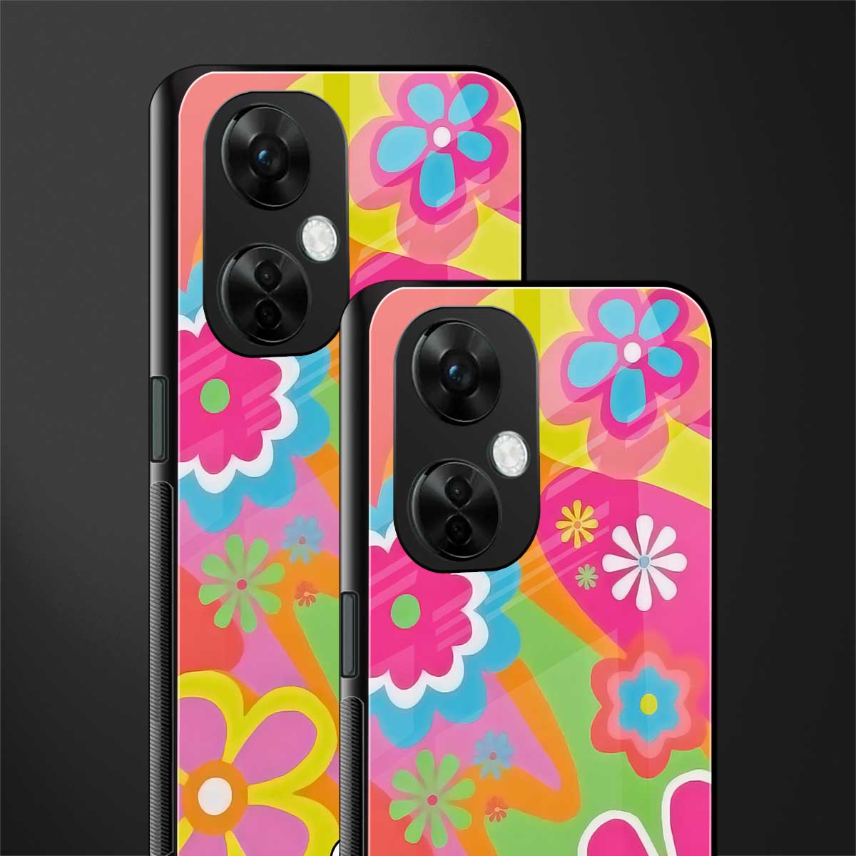 nostalgic wildflower y2k back phone cover | glass case for oneplus nord ce 3 lite