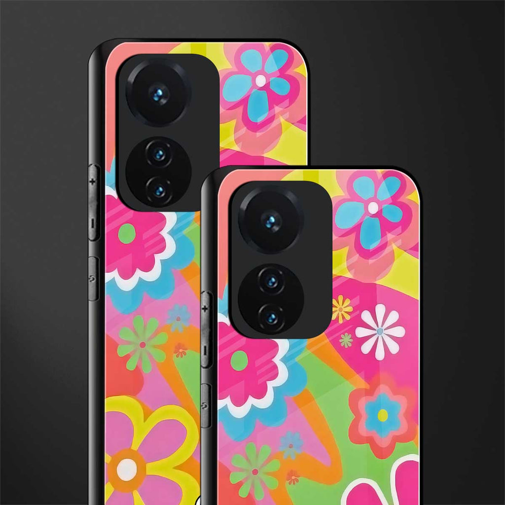 nostalgic wildflower y2k back phone cover | glass case for vivo t1 44w 4g
