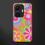 nostalgic wildflower y2k back phone cover | glass case for vivo t1 44w 4g