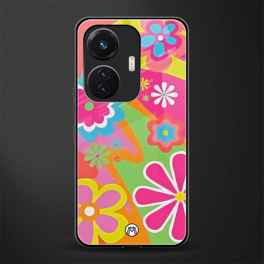 nostalgic wildflower y2k back phone cover | glass case for vivo t1 44w 4g