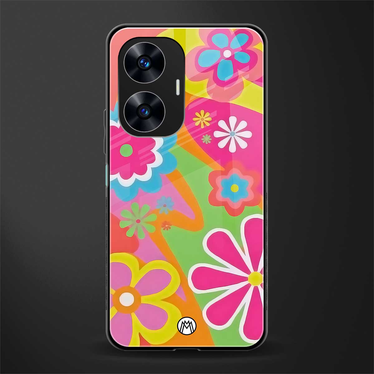 nostalgic wildflower y2k back phone cover | glass case for realme c55