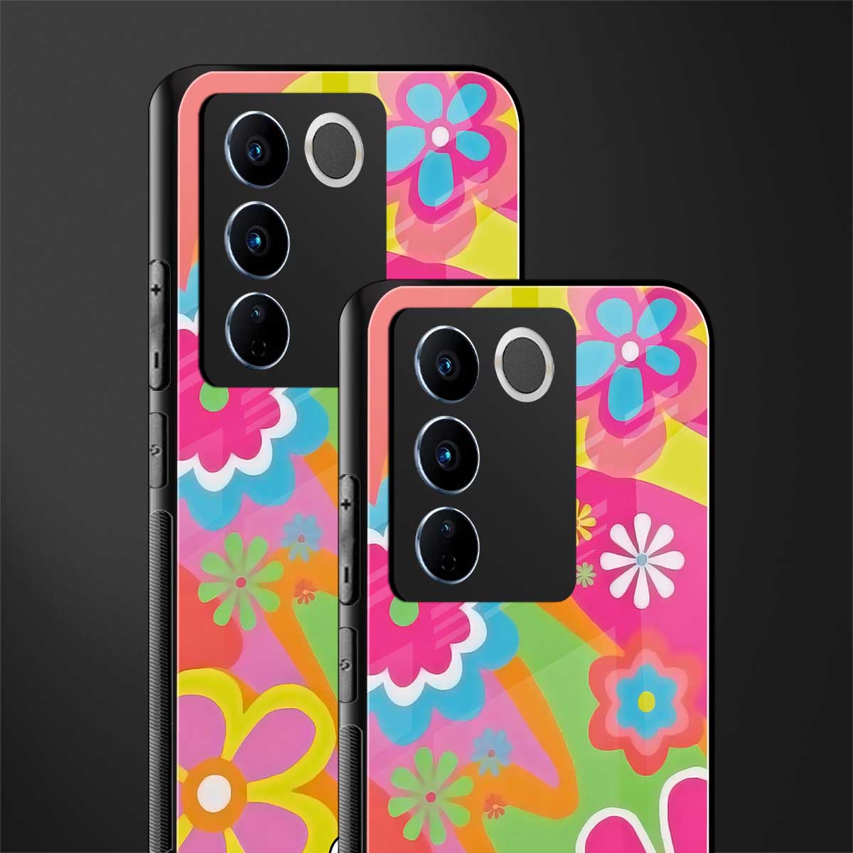 nostalgic wildflower y2k back phone cover | glass case for vivo v27 pro 5g