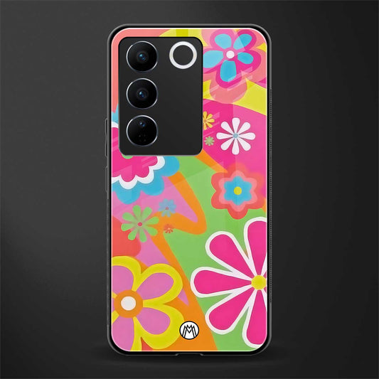 nostalgic wildflower y2k back phone cover | glass case for vivo v27 pro 5g