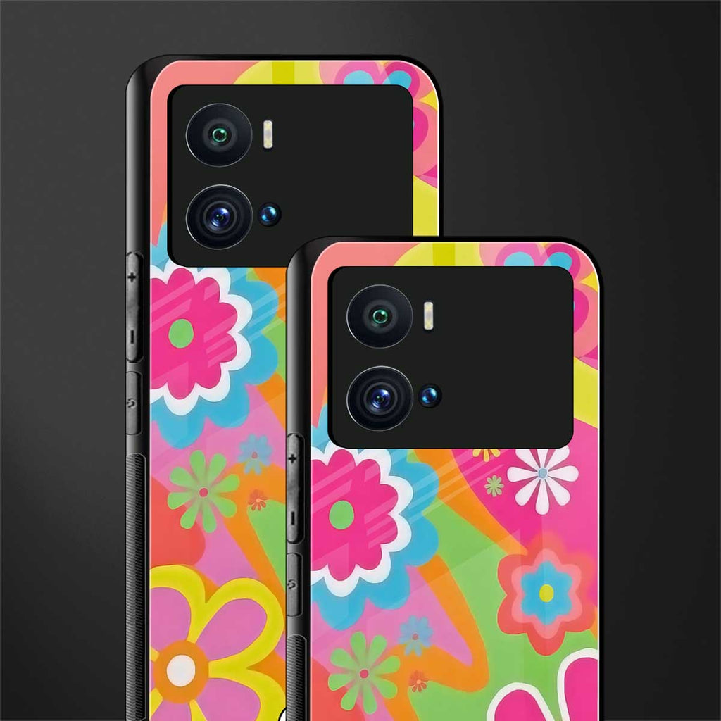 nostalgic wildflower y2k back phone cover | glass case for iQOO 9 Pro