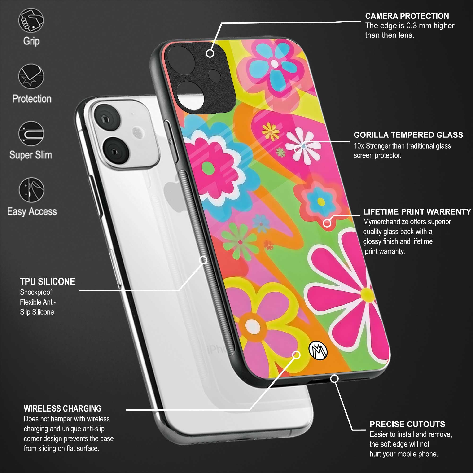 nostalgic wildflower y2k back phone cover | glass case for redmi note 11 pro plus 4g/5g