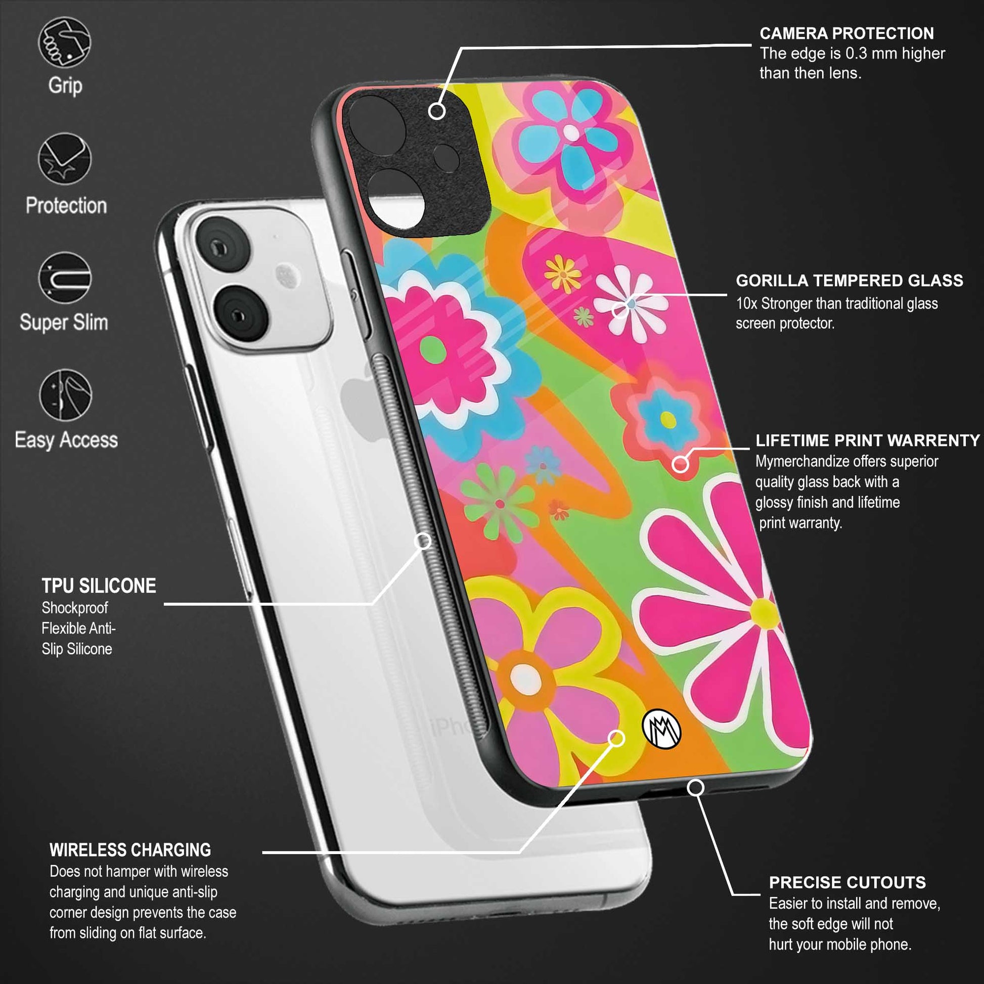 nostalgic wildflower y2k glass case for redmi note 10 pro image-4