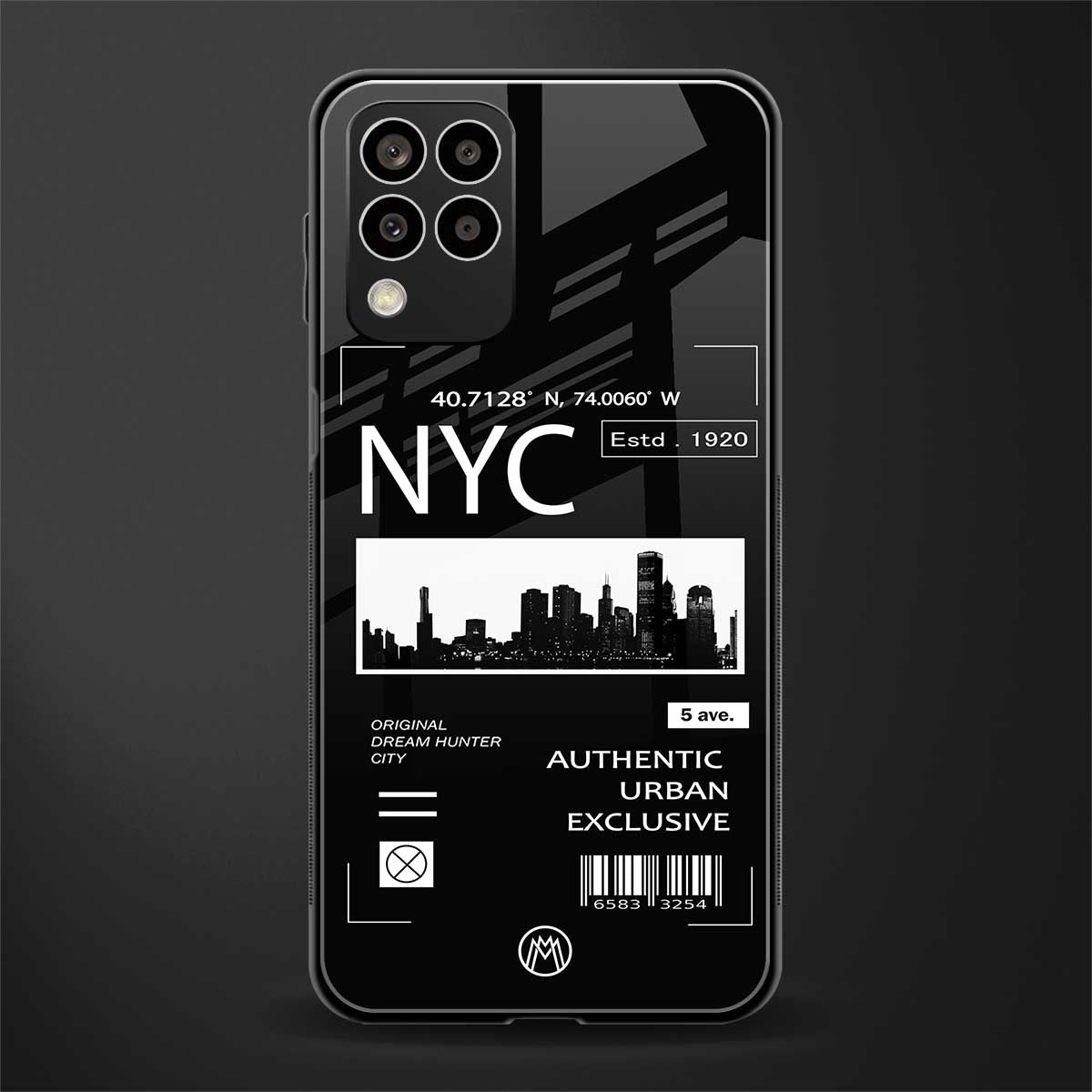 nyc back phone cover | glass case for samsung galaxy m33 5g