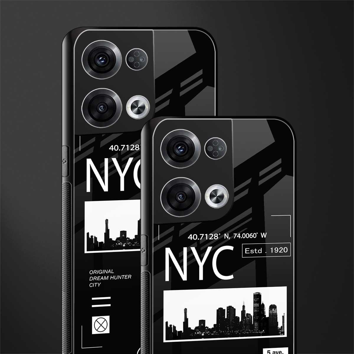 nyc back phone cover | glass case for oppo reno 8