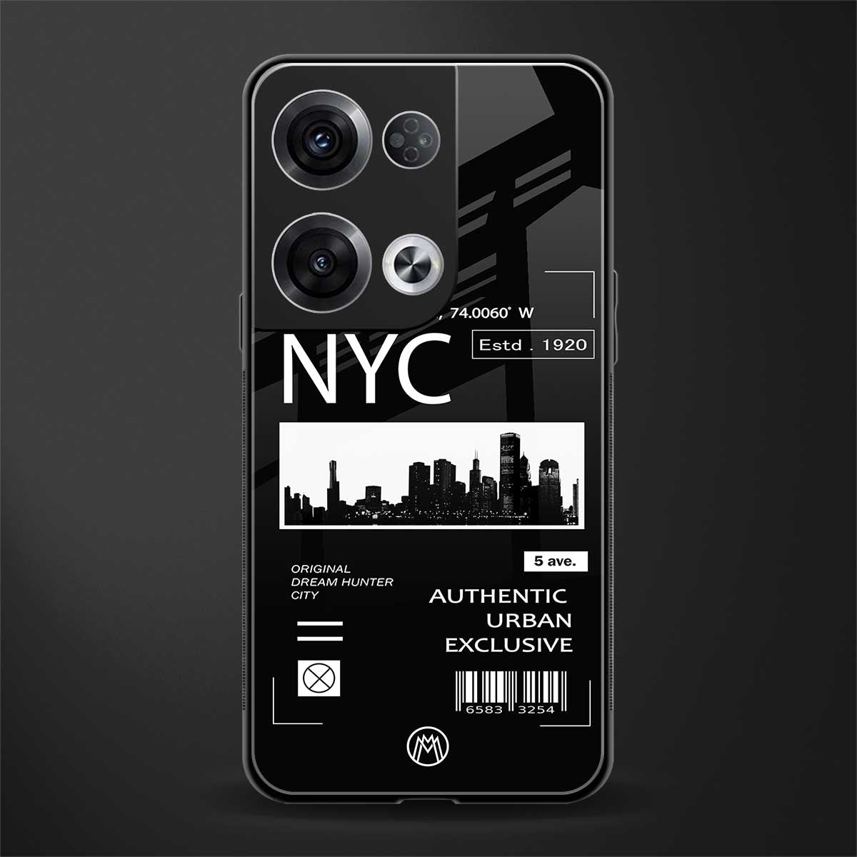 nyc back phone cover | glass case for oppo reno 8